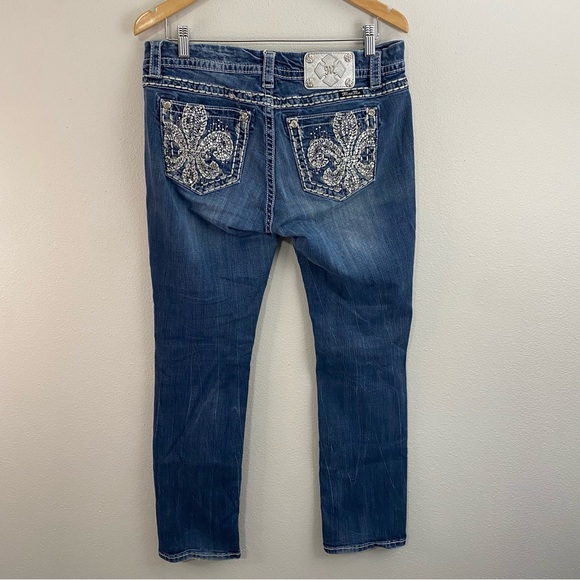 Miss Me Mid Rise Easy Straight Blue Jeans Dark Wash Sparkly Women’s 30 - Picture 3 of 9